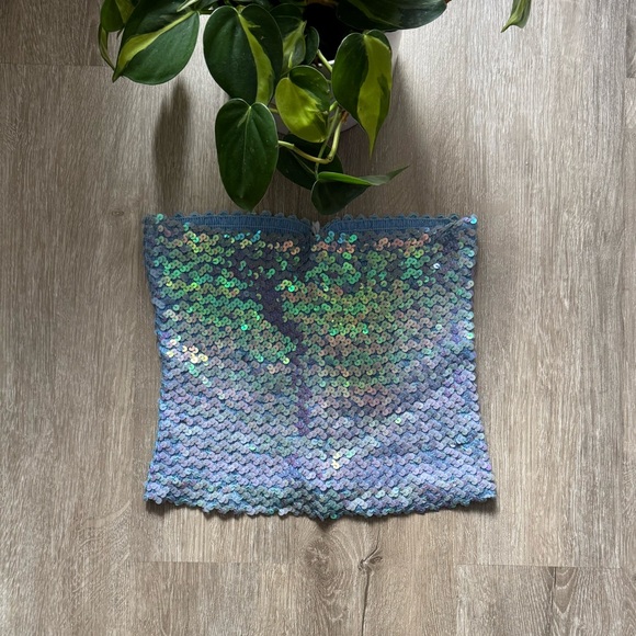 Vintage Tops - Vintage 2000’s Sequined Beaded Tube Top
